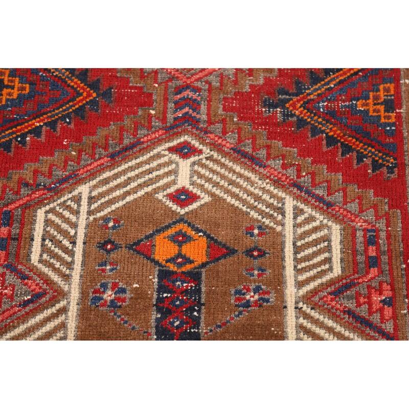 Tribal Ardebil Persian Vintage Runner Rug Hand-Knotted Wool Carpet - 3'4"x 11'1"