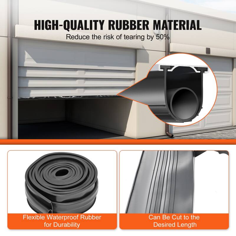 Garage Door Seals Bottom Rubber, U Shape +O Ring Garage Door Weather Stripping, Weatherproof Threshold Buffering Sealing Rubber