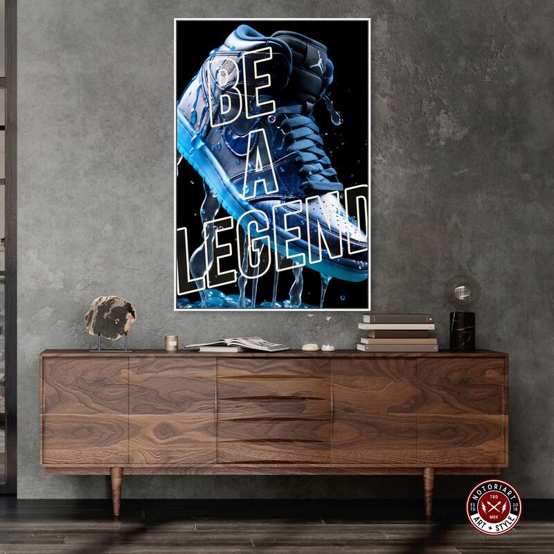 Notoriart Be A Legend Sneaker Drip Framed Sneaker 1 Piece Canvas Wall Art