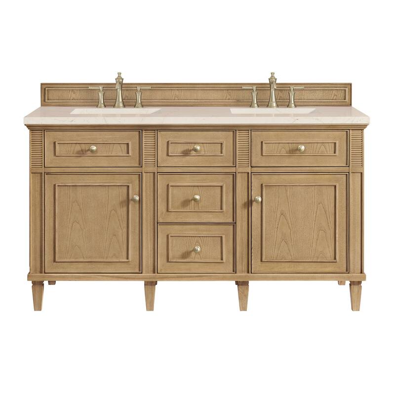 James Martin Vanities 424-V60D-3EMR Lorelai 60" Double Basin Wood - Light Natural Oak - Oak Finish