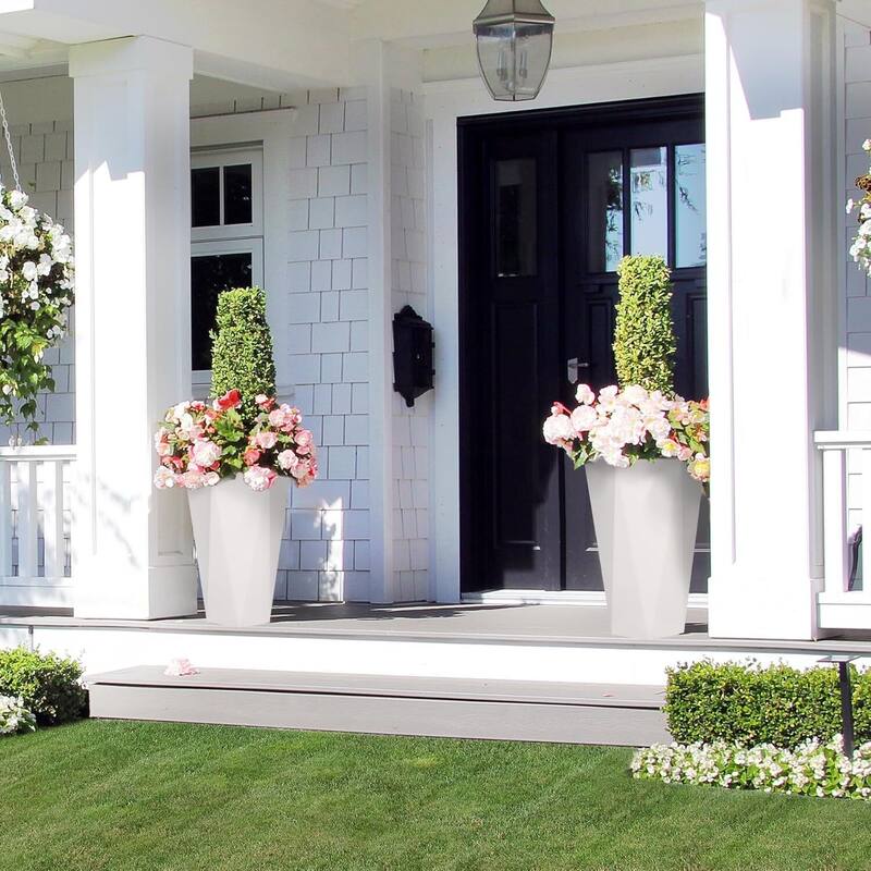 22.5" Set of 2 Self-Watering Tall Planter Pots for Patio, Porch, Garden, Indoor Outdoor