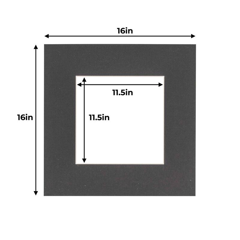16x16 Mat for 12x12 Photo - Textured Black Matboard for Frames Measuring 16 x 16 In- To Display Art Measuring 12 x 12 Inches