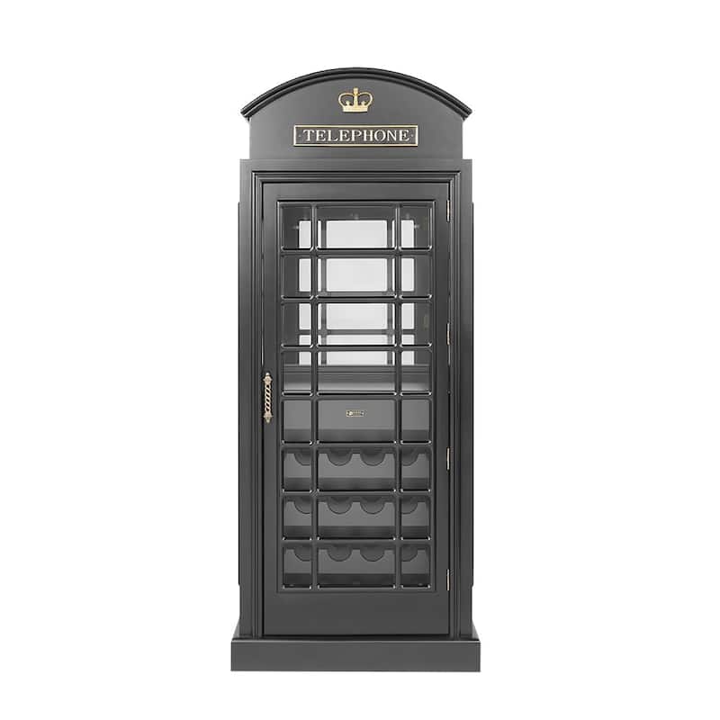Old English Telephone Booth Bar Cabinet - Black