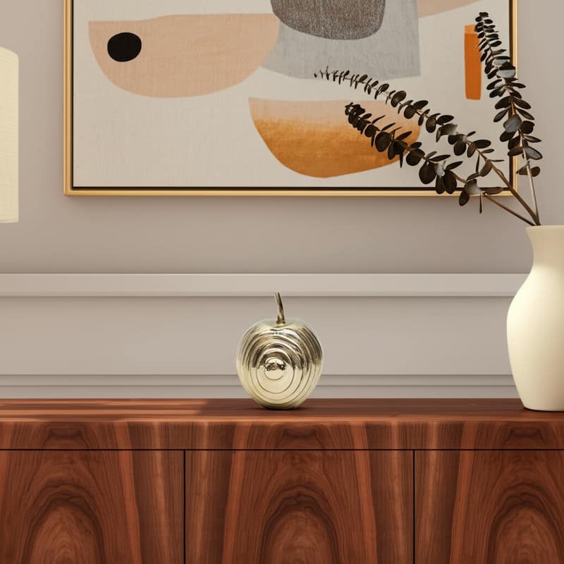 Aluminum Apple Sculpture with Modern Textured Design - 6" Gold - 5" x 5" x 6" - Gold - 5" x 5" x 6"