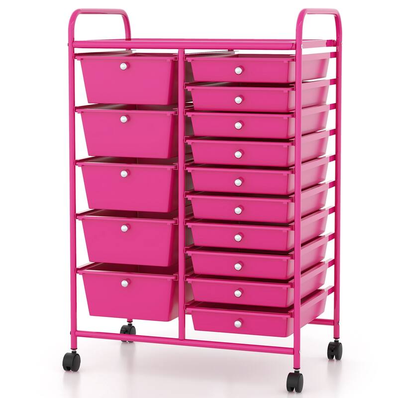 Costway 15 Drawer Rolling Storage Cart Tools Scrapbook Paper Office - See Details