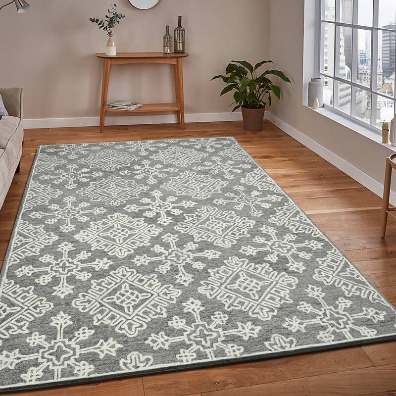 Collingwood Gail Hand-Tufted Wool Area Rug - 5' x 7'6" - Light Gray