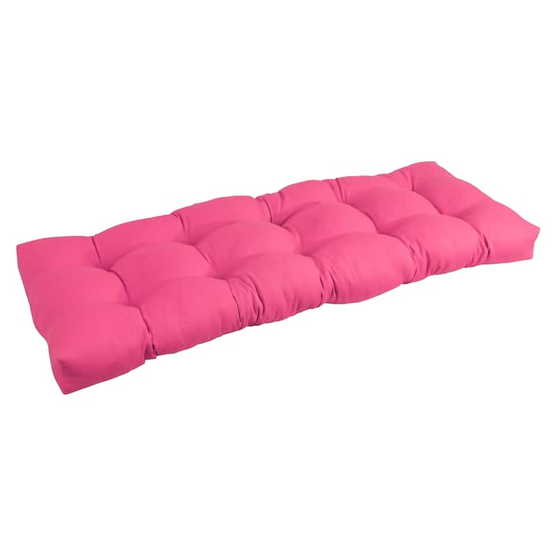 Solid Twill Tufted Indoor Bench Cushion (Multiple widths from 42 to 60 inch) - 51" wide - Bery Berry