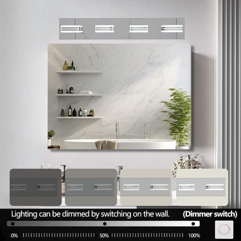 Modern 4-Light Acrylic Bathroom Vanity Lights Over Mirror