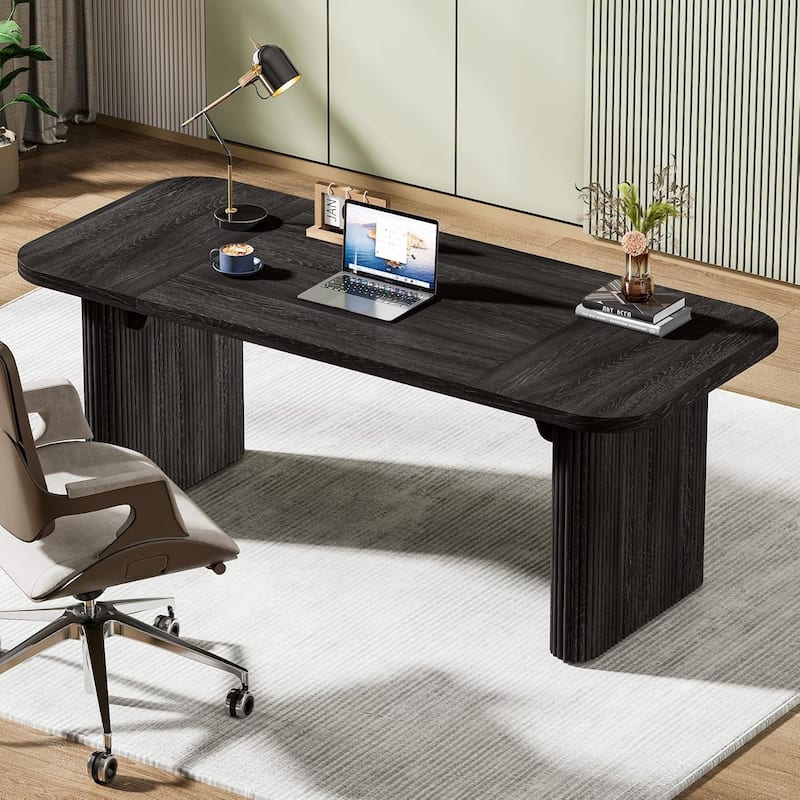 62-Inch Wood Rectangular Executive Desk Large Modern Conference Table for Home Office Boardroom