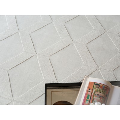 Brunello Modern Handmade Silky Nylon in White Area Rug