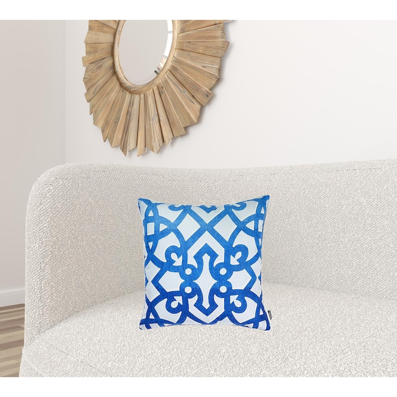 Blue Trellis Decorative Throw Pillow Cover Printed