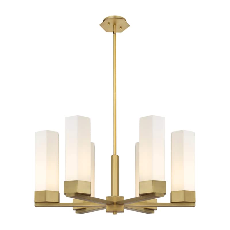 Innovations Lighting Claverack - 6 Light 14" Stem Hung Chandelier - Brushed Brass/Matte White