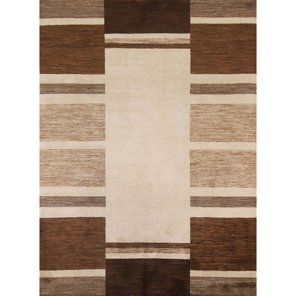 Geometric Gabbeh Kashkoli Area Rug Handmade Wool Carpet - 6'5" x 8'0"