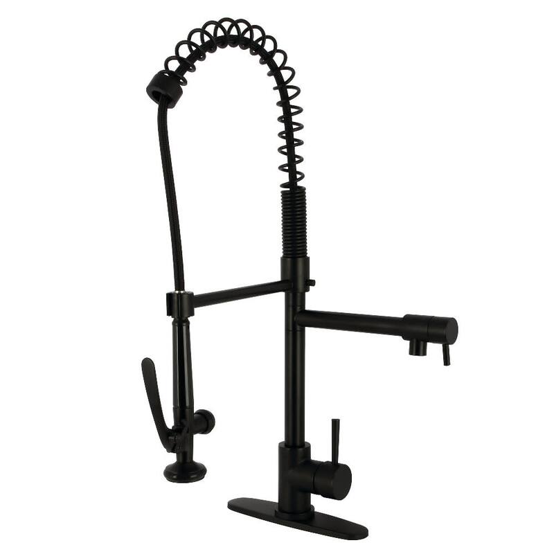 Kingston Brass LS850.DL Concord 1.8 GPM Single Hole Pre-Rinse Kitchen - Matte Black