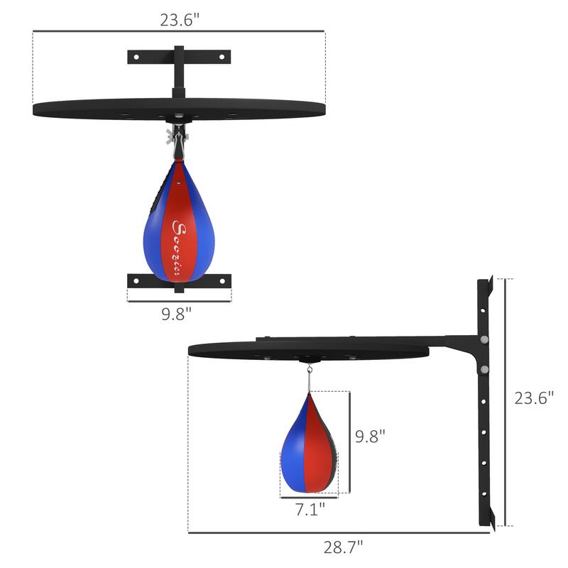Soozier Adjustable Speed Bag Platform, Wall Mounted Punching Bag with 360-Degree Swivel for Home Fitness - 9.8" L x 7" W
