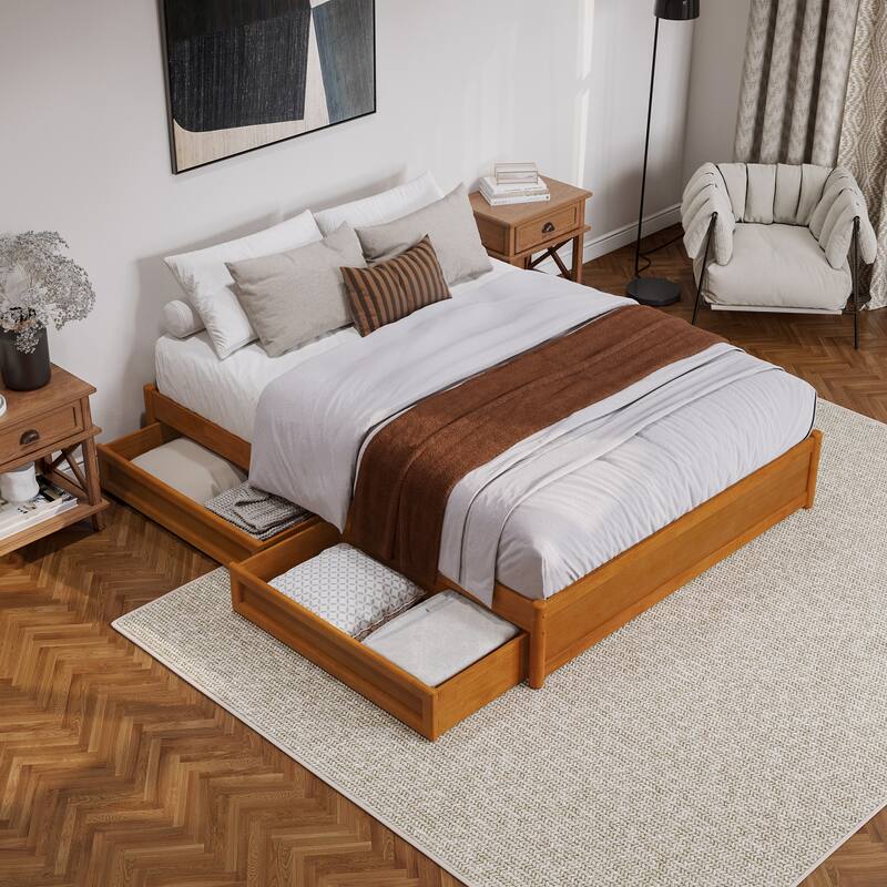 Barcelona Panel Platform Bed with Storage Drawers