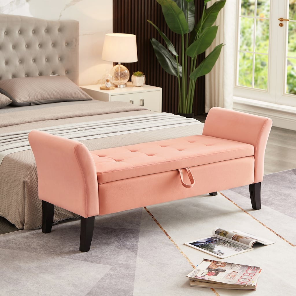 Elegant 51.5" Velvet Upholstered Bed Bench with Ample Storage for Stylish Bedrooms