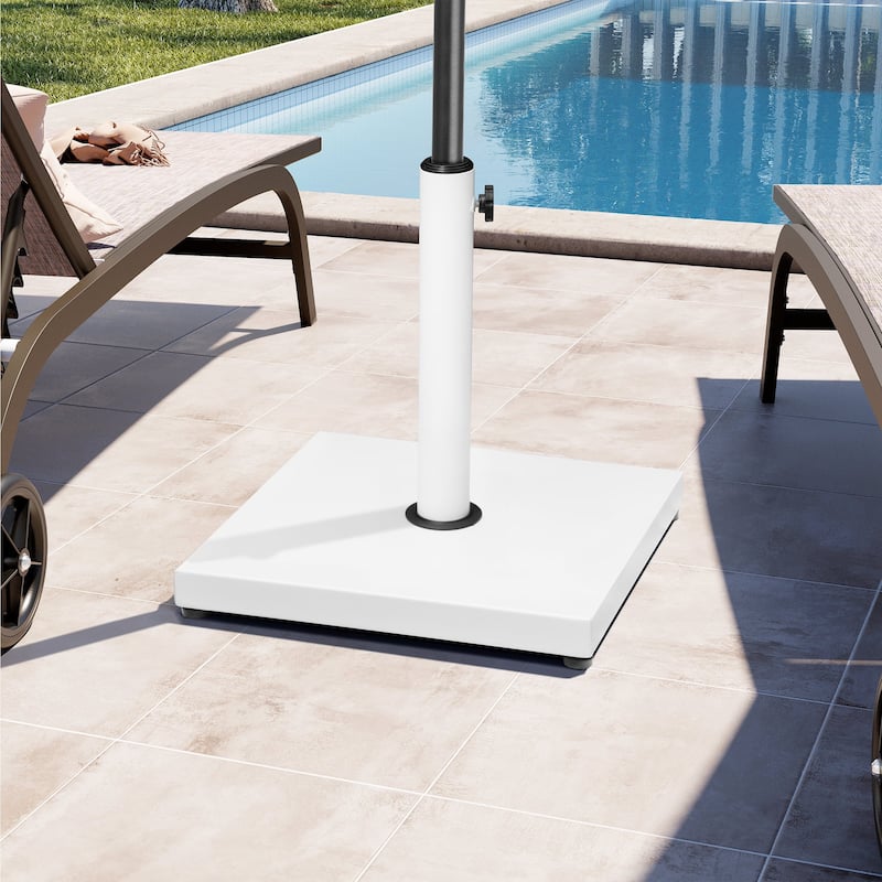 Outdoor 42/55 lbs Square Cement Concrete Umbrella Base Holder Weighted Stand for Market Umbrella - White - 42lbs