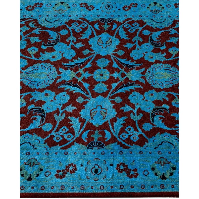 Overton Hand Knotted Wool Vintage Inspired Modern Contemporary Overdyed Blue Runner Rug - 2' 6" x 10' 4"