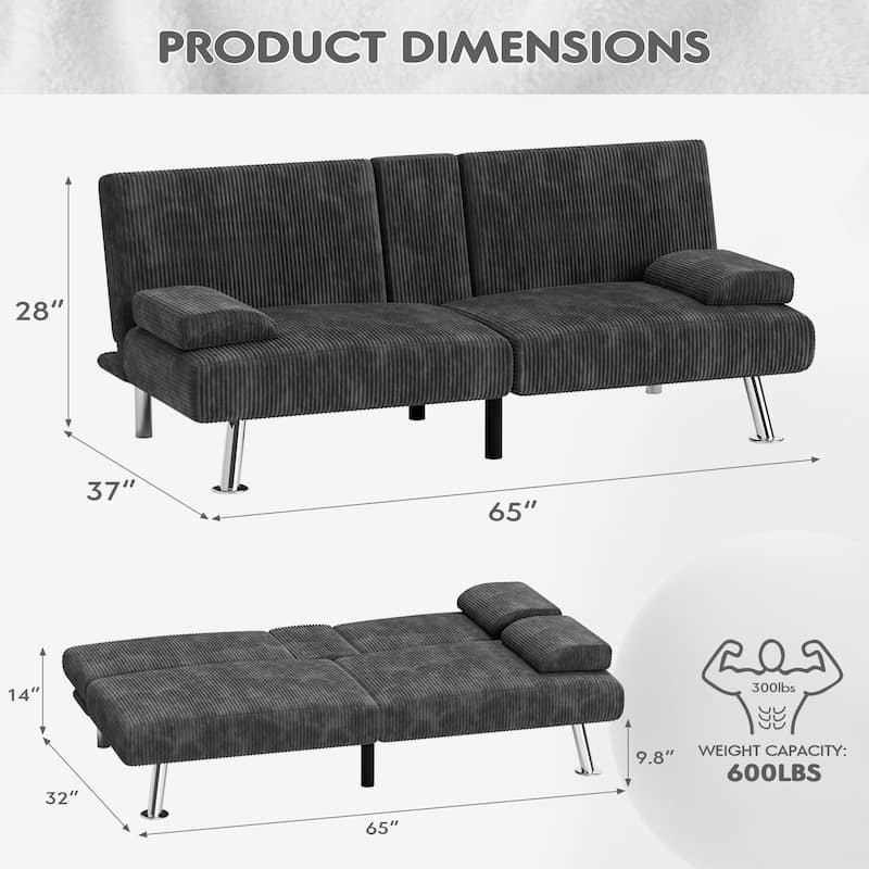 Furniwell Futons Folding Soft Cushion Sofa Bed with Adjustable Backrest Sofa