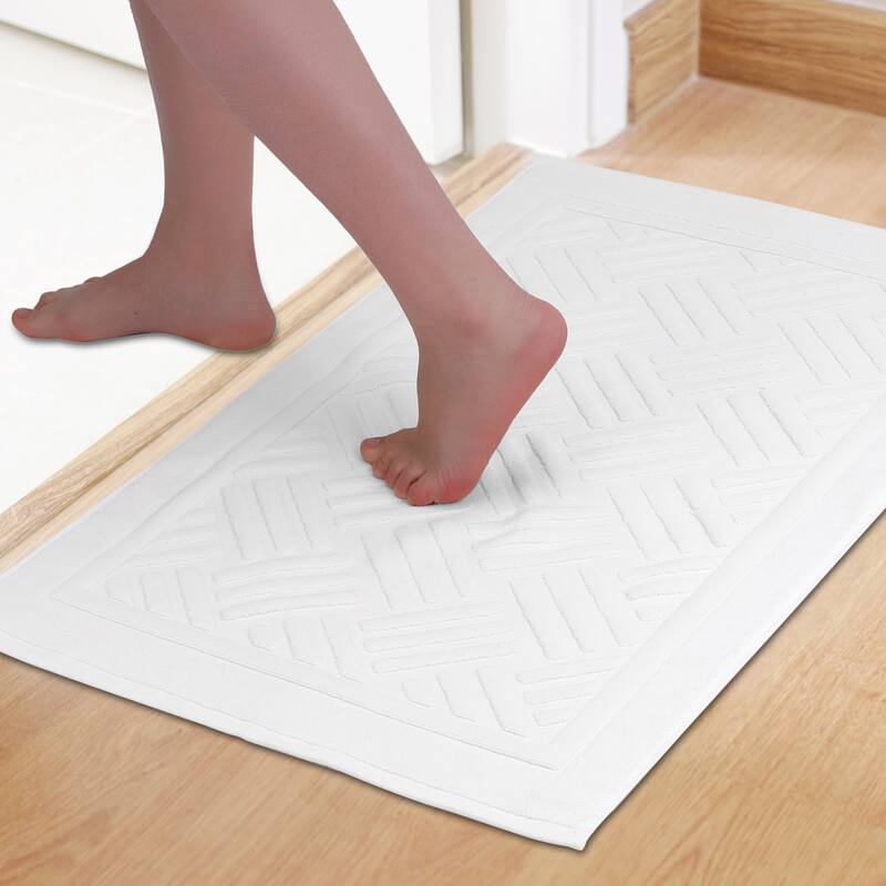 Cotton Bath Mat Towel, Luxury Absorbent Floor Rug for Hotel Spa Shower Bathroom Towels - Beige - 16" x 24"