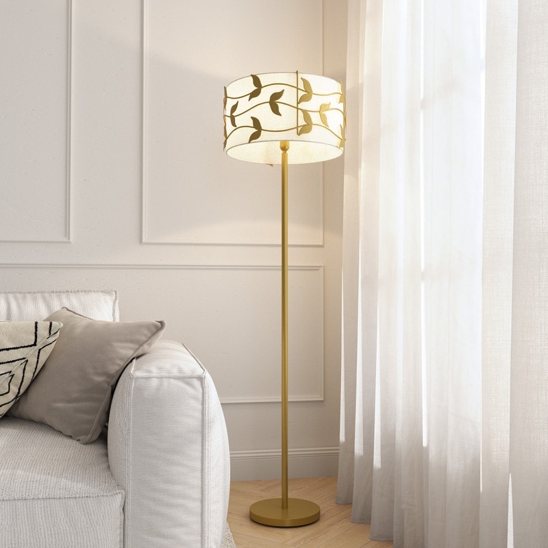 Acroma 60" Adjustable Standard Floor Lamp with White Drum Shade