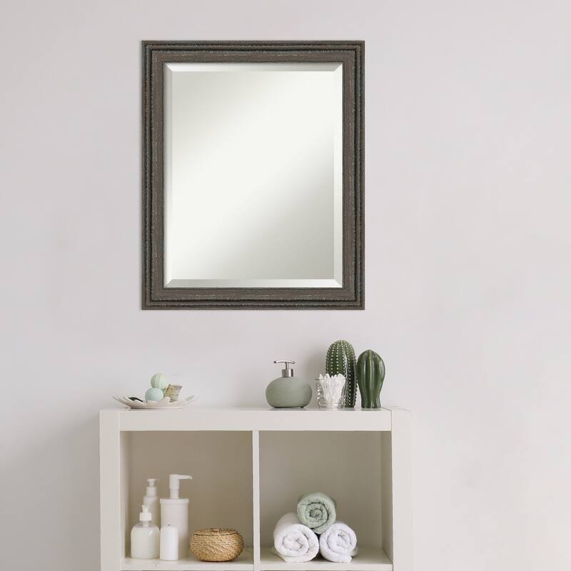Upcycled Beveled Wood Framed Bathroom Vanity Wall Mirror