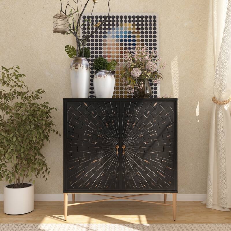 Clihome 2 Door Vintage Wood Buffet Storage Sideboard Accent Cabinet