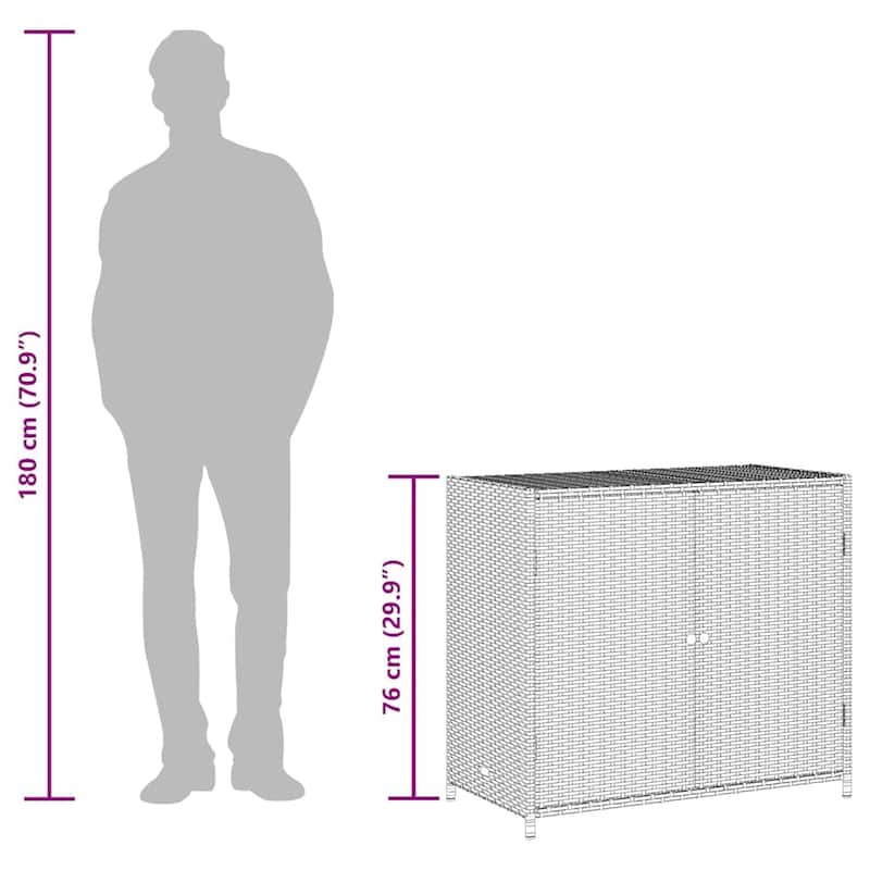 vidaXL Patio Storage Cabinet Box Outdoor Garden Tool Organizer Poly Rattan - 32.7" x 17.7" x 29.9"