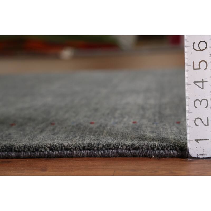 Hand Knotted Oriental 100% Wool Carpet Tribal Animal Pictorial Greys & Charcoal Gabbeh Area Rug - 7' 6'' X 5' 5''