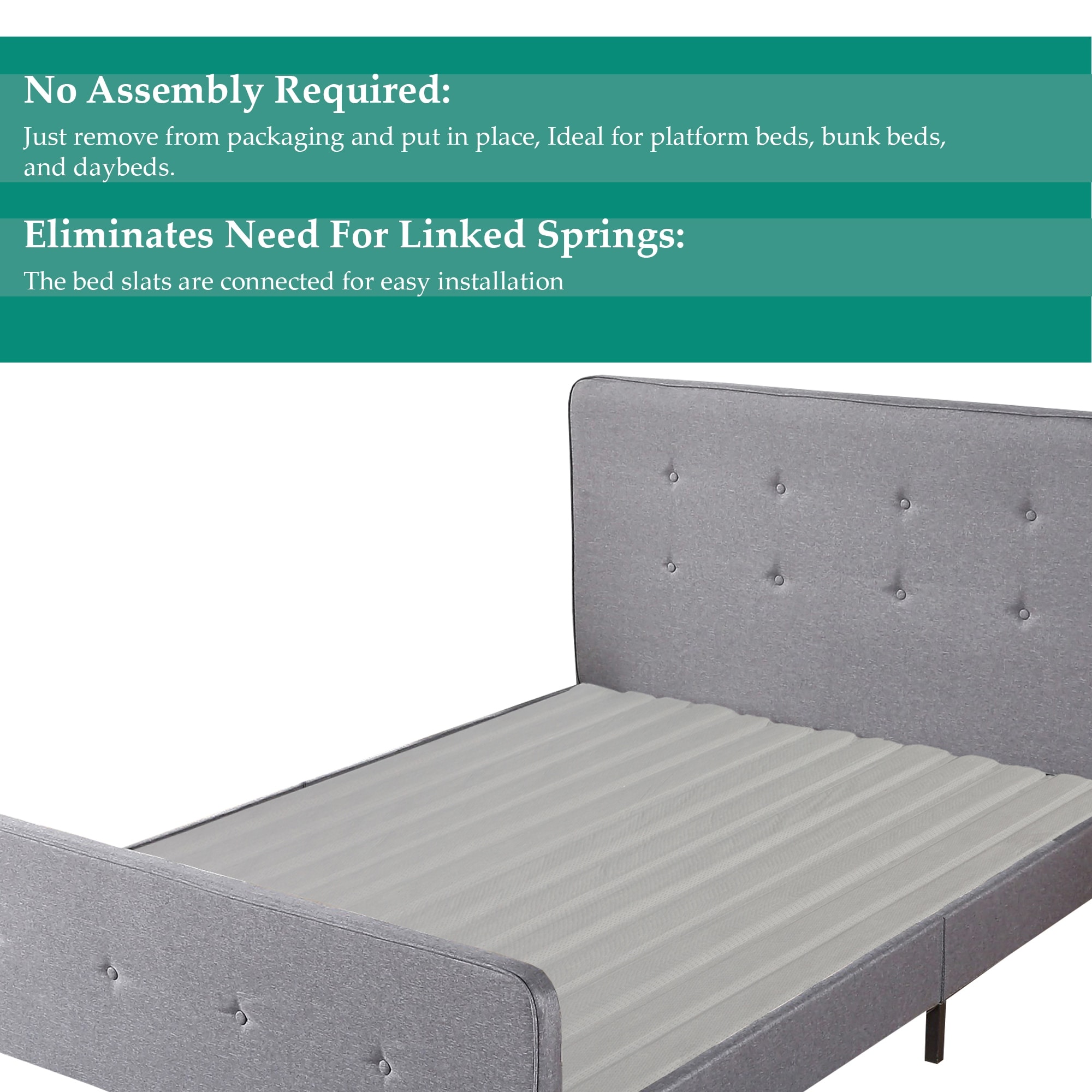 Twin Black Mattress Solution Heavy Duty Wooden Bed Slats//Bunkie Board Frame