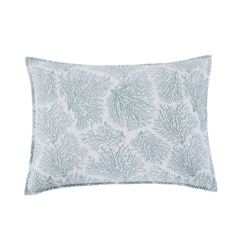 Seafoam Coral Jaquard Coverlet Set