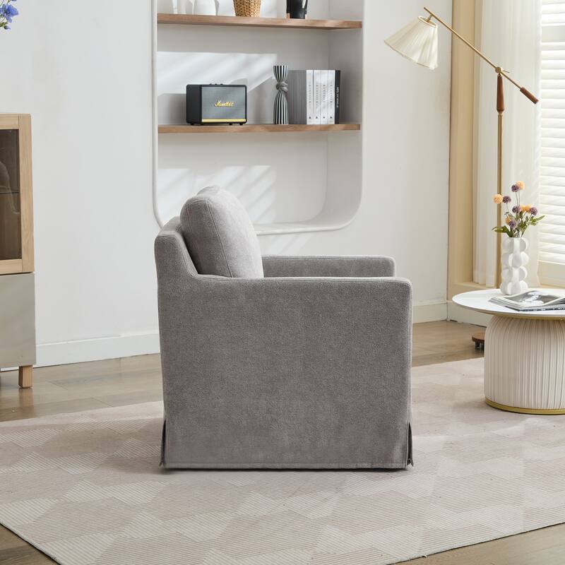 29.92'' Swivel Accent Chair, Upholstered Skirted Swivel Chair with Removable Back Cushion, 360 Degree Comfy Armchair