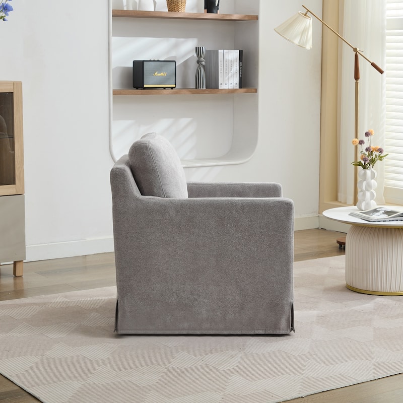 Swivel Accent Chair, Upholstered Skirted Swivel Chair with Removable Back Cushion, 360 Degree Comfy Armchair