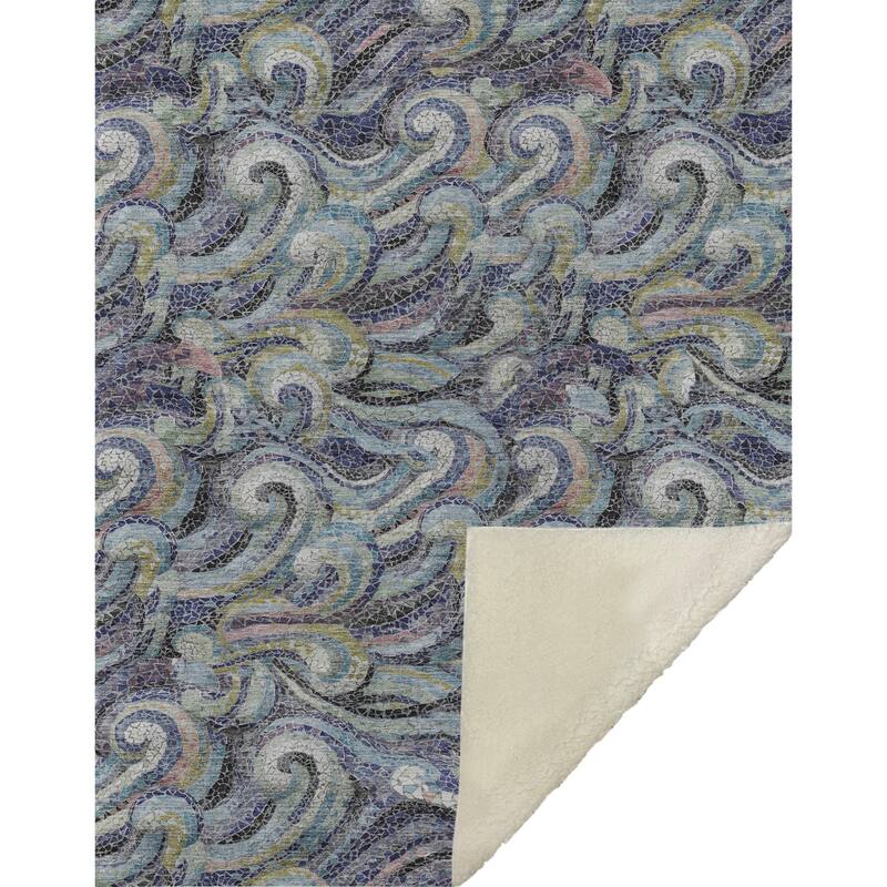 Premium Machine Washable ASB193 Mosaic Wave Sherpa Throw Blanket
