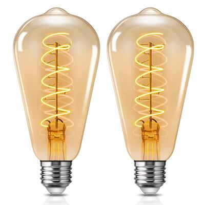 6 Pack Edison LED Light Bulbs, E26 Dimmable Led Light Bulbs, 800 LM Warm White 2700K, ST58 Antique LED Filament Bulbs