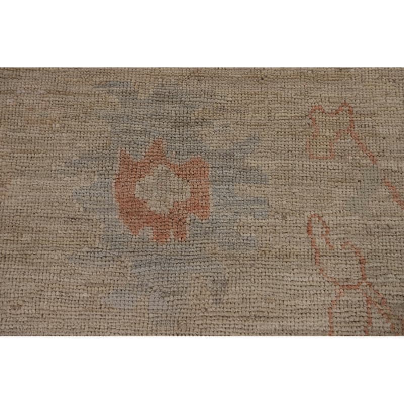 Vegetable Dye Beige Oushak Turkish Rug Hand-Knotted Wool Carpet - 9'2"x 12'3"