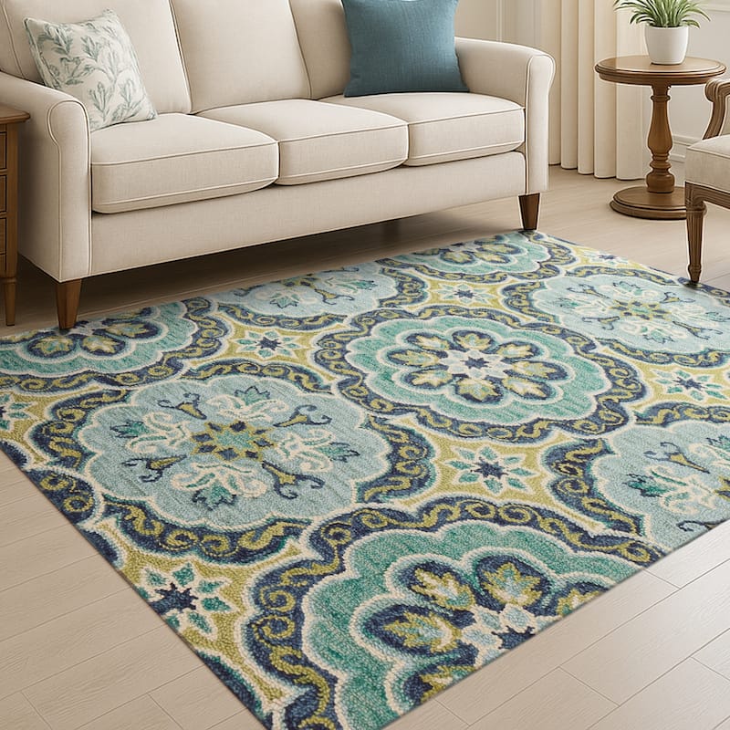 Sevita Dana Contemporary Medallion Hand-Tufted Wool Indoor Area Rug