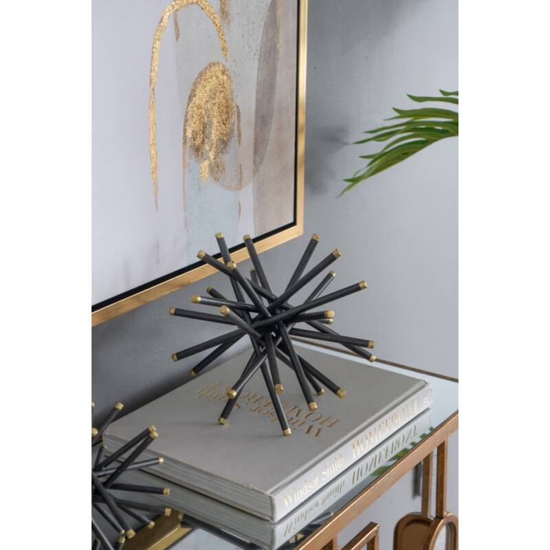 Abstract Rod Statuaries with Gold Tip - 11.5" - Black - Set of 3