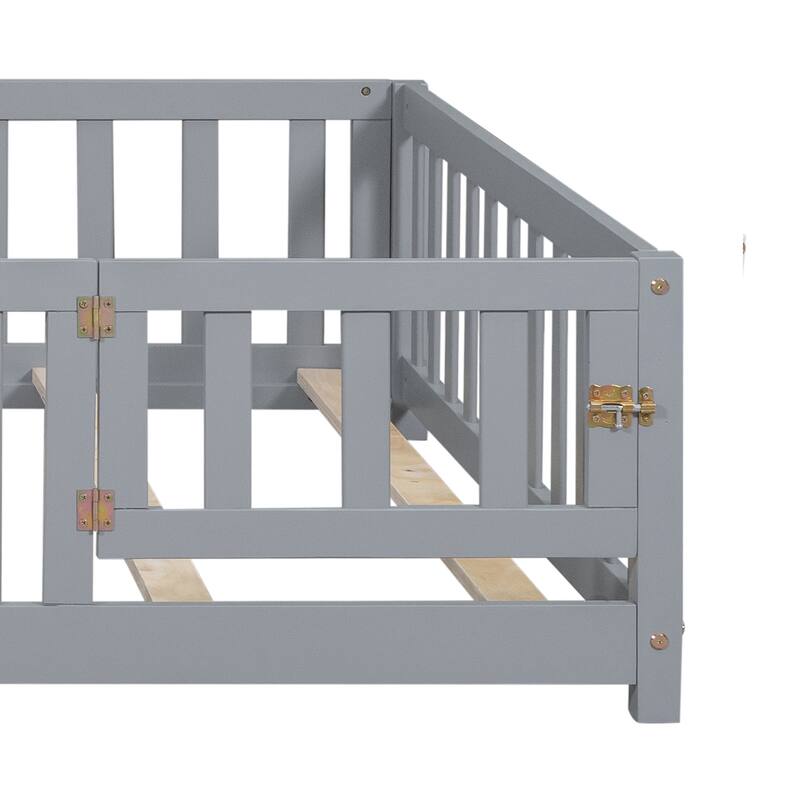 Full Size Platform Bed,Wooden Floor Bed Frame wSupport Slats