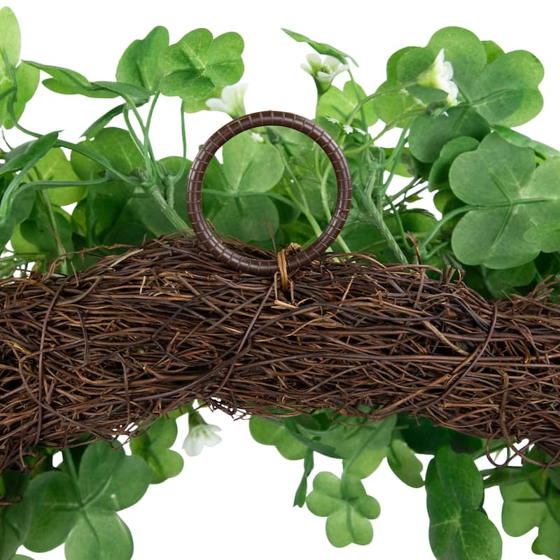 Shamrock Welcome St. Patrick's Day Twig Wreath - 20" - Unlit