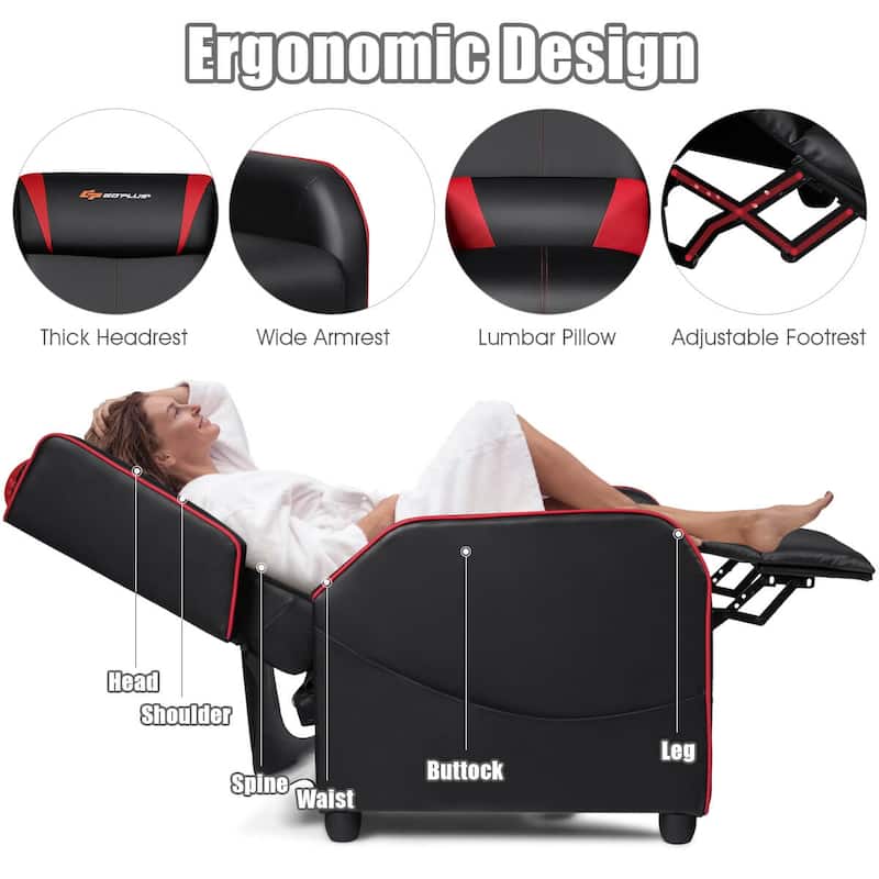 Goplus Massage Gaming Recliner Chair Single Living Room Sofa Home