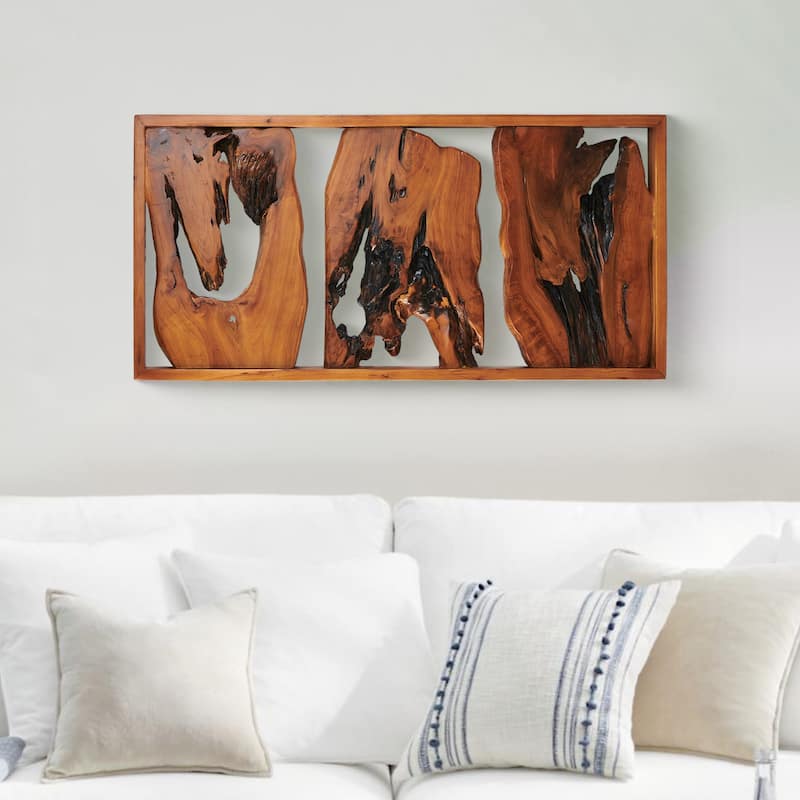 Greenage Rustic Cedar Live-Edge Carved Wall Art