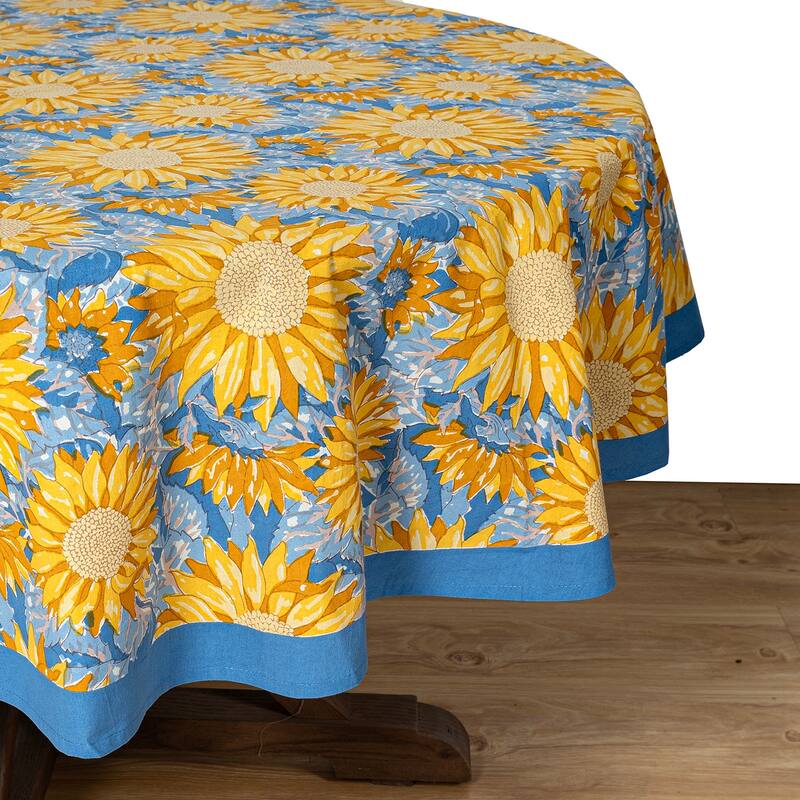 Couleur Nature Sunflower Tablecloth - Yellow/Blue