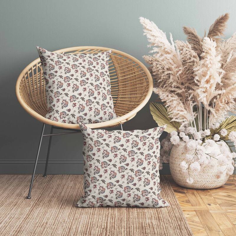 Rose Dreams Faux Suede Reversible Throw Pillow Cream and Chestnut