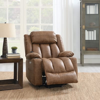 Stylish Leather Aire Power Motion Recliner with Lift, Heating & Massage Function