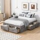 preview thumbnail 37 of 52, Full/Queen Size Platform Bed with 6 Storage Drawers, Wooden Bedframe, Storage Bed, Headboard Not Include, for Kids/Teens/Adults Antique Gray - Full