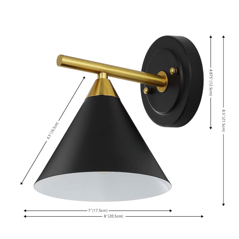 SAFAVIEH Lighting Gerrie 8-inch Metal Cone Wall Sconce with Bulbs (Set of 2) - 8 In. W x 7 In. D x 8.5 In. H - 8Wx7Dx9H