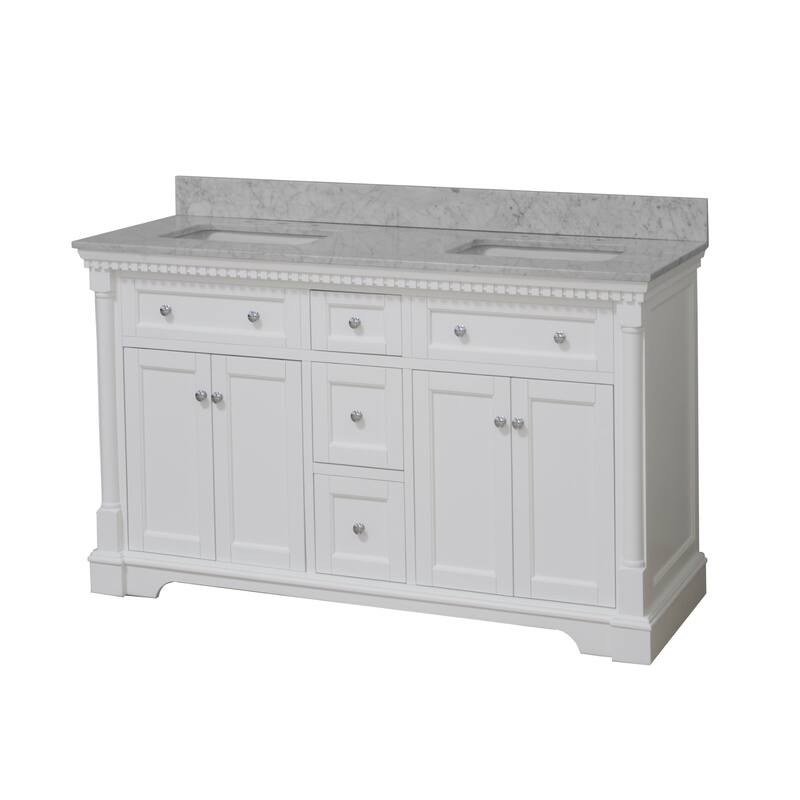 KitchenBathCollection Sydney 60" Double Bathroom Vanity with Carrara Marble Top