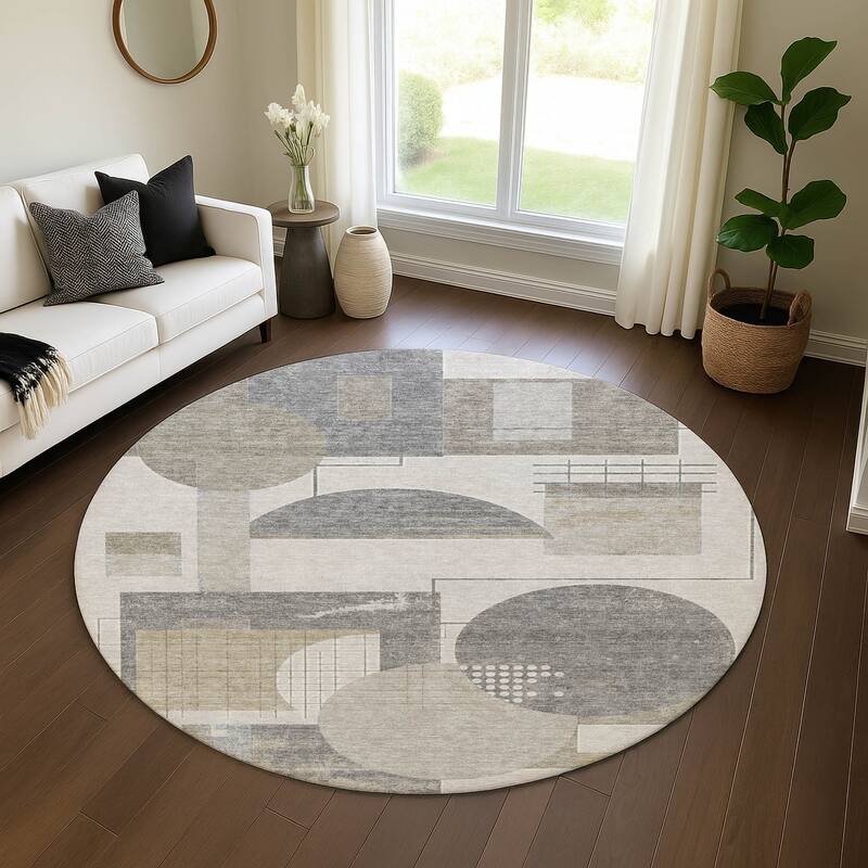 Premium Washable Super Soft Contemporary Mayfield Rug - Beige - 8' x 8'